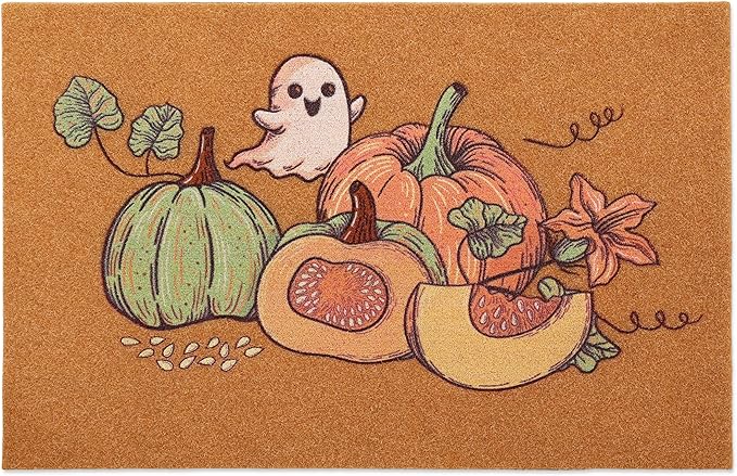 Door Mat Outside Entrance: Fall Door Mat Faux Coir Doormat 17x30 inch for Outdoor Entry - Halloween Cute Funny Door Mats Non-Slip Mats - Welcome Matt Pumpkin Ghost Pattern for Halloween Decor