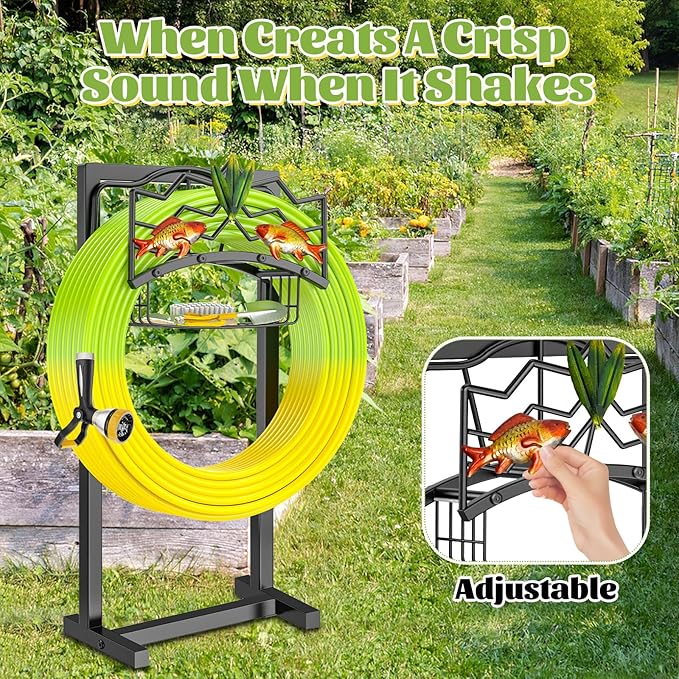 Garden Hose Holder, Heavy Duty Metal Water Hose Holders Stand with 4 Spikes, Freestanding Outdoor Water Pipe Storage Rack Hanger 150ft for Outside Yard Lawn Decor