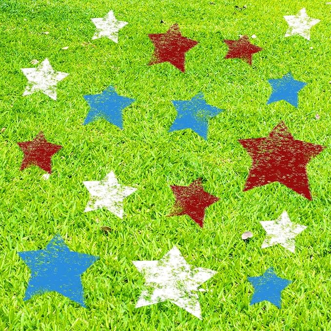 Weysat 3 Pcs Independence Day Large Star Stencil for Yard Star Stencils Crafts Reusable for Painting on Lawn, Wood, Paper, Fabric, Glass, Wall, 4th of July Project