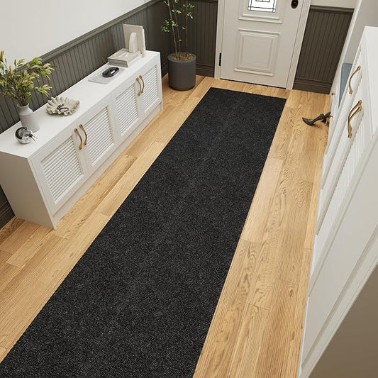 Ottomanson Front Door Mat – Non Slip Scraper Mud Mat for High Traffic Offices, Lobbies, Schools, RV & Patio – Dirt Trapping & Durable for Indoor & Outdoor Commercial Use – 2' x 2' – Black