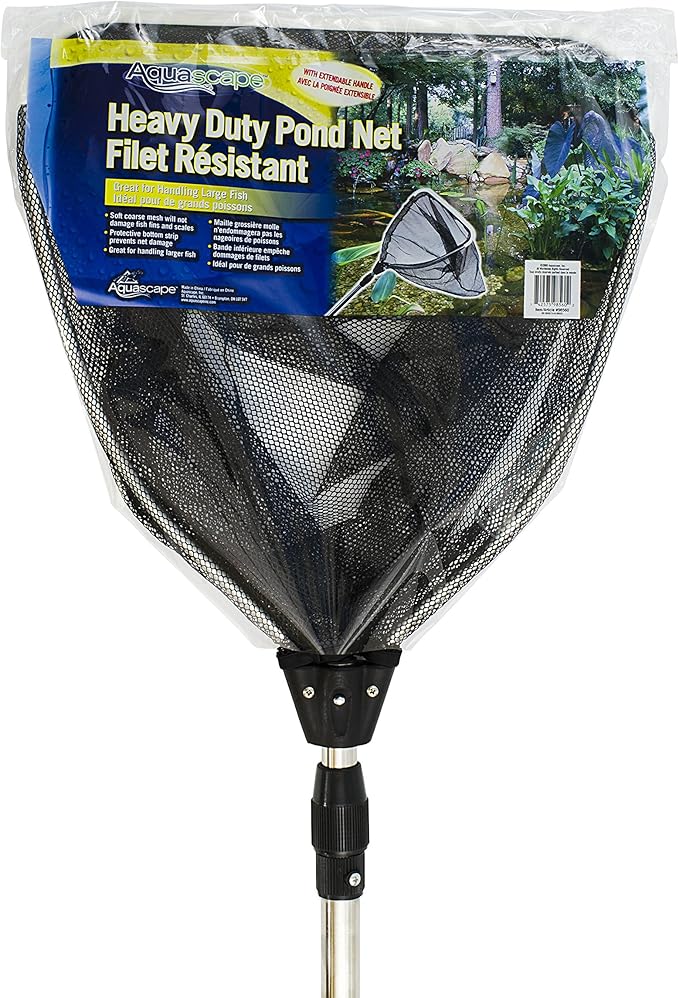 Aquascape Heavy-Duty Pond Fish Net with Extendable Handle – Durable, Fine Mesh, Multi-Purpose Koi & Fish & Debris Removal Tool for Ponds & Water Gardens, 36 to 69 inches Telescoping Handle, 98560