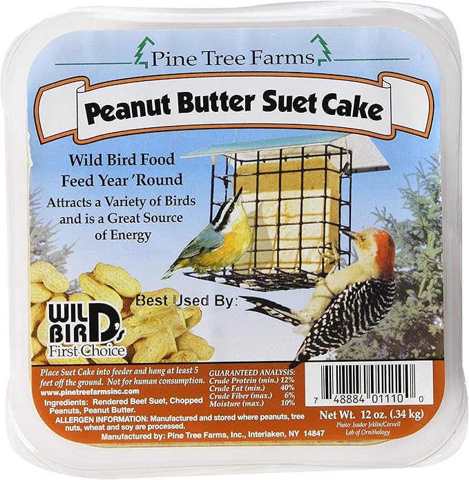 6 Pack Pine Tree Farms Peanut Butter Suet Cake Wild Bird Food 12 Ounce