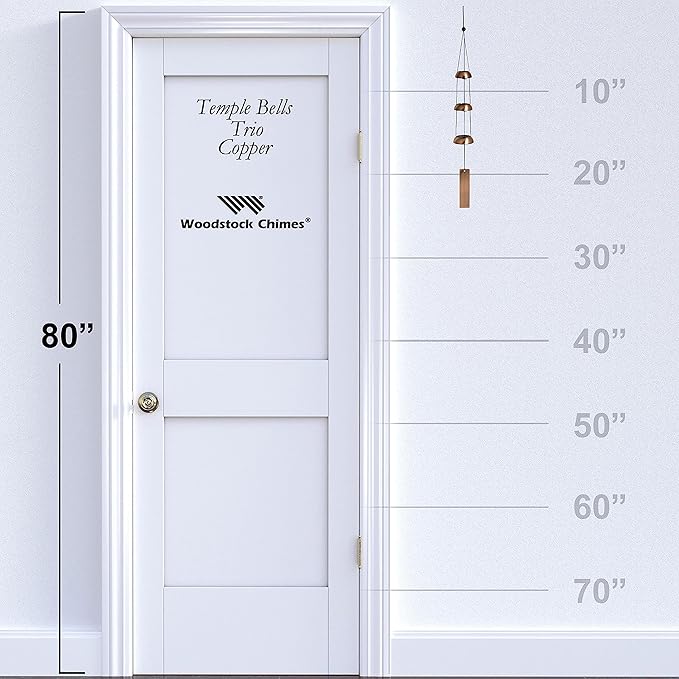 Woodstock Chimes Signature Collection, Woodstock Temple Bells, Trio (24'') Copper, Wind Bells for Outdoor, Patio, Home or Garden Décor (TB3C)
