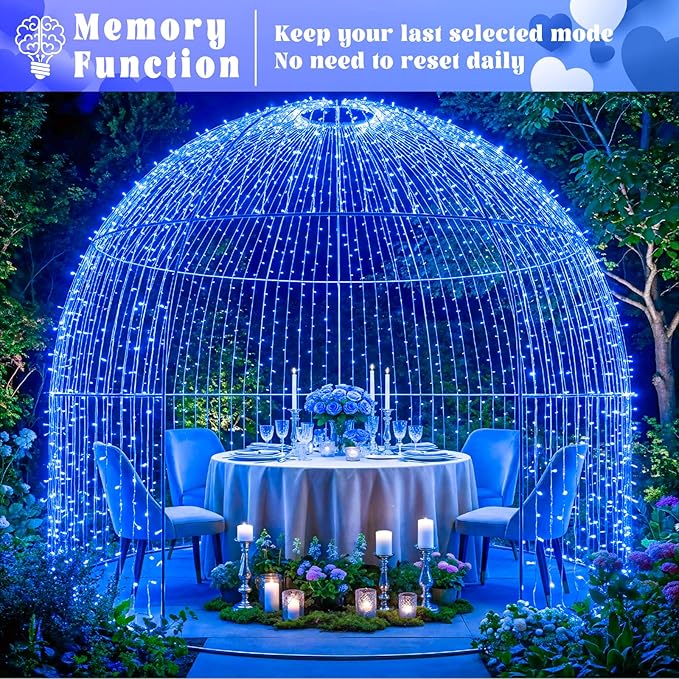 66FT 200 LED Christmas Lights Outdoor, Plug in Christmas String Lights Indoor Waterproof with 8 Modes, Connectable Clear Wire Twinkle Fairy Lights for Home Wedding Party Decor, Blue