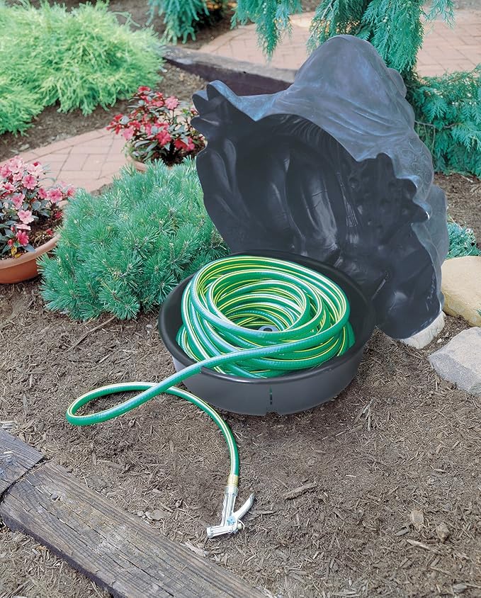 Darwood The Galapagos Frog Hose Hider & Garden Tool Storage Statue - 100 Foot Hose Capacity - Patina Finish