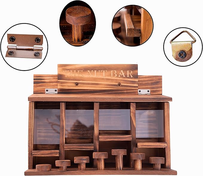 CODIN Squirrel Feeder Table, Wooden Squirrel Picnic Table Feeder, Durable Squirrel Feeder Corn Cob, with Solid Structure, Stable Squirrels Stool Bar, 16 x 12 x 7 Inches (Burnt Wood)