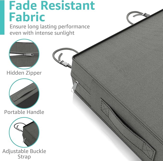 YENING 22x22 Memory Foam Outdoor Chair Cushions Waterproof 4 Inch Extra Thick Patio Seat Pads for Furniture Grey Set of 2