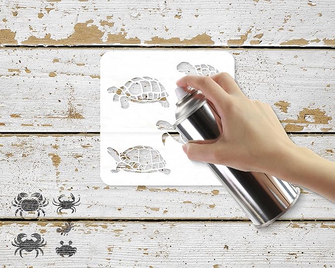 YKW 12 Pcs Sea Life Stencils Set, Reusable Marine Creatures Painting Templates for DIY Ocean Crafts, Nautical Decor, for Wood Walls Chalkboards Rocks DIY Art Projects,Ideal for Crafters,and Artists