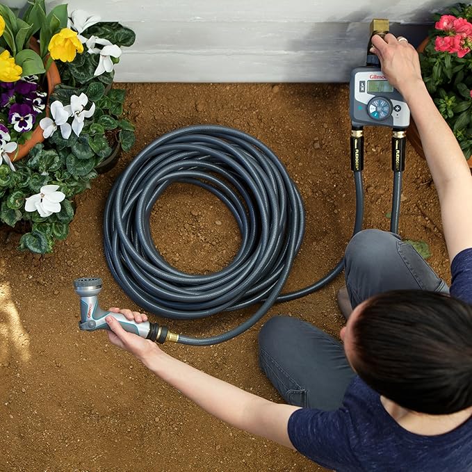 Gilmour Flexogen 5/8 in x 25 ft Garden Hose, Heavy Duty Water Hose, Flexible and Kink Resistant Outdoor Hose
