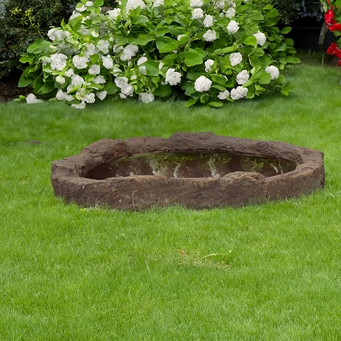 Faux Rock Fiberglass Decorative Garden Pond Sandstone Outdoor Patio Waterfall Pond, 27 Gallon