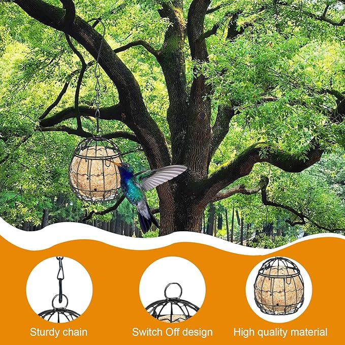 4 Pack Bird Feeder, Suet Ball Feeders for Outside Hanging, Metal Hanging with Hooks, Fat Ball Bird Feeder Suet Feeder for Wild Birds Outdoor Garden
