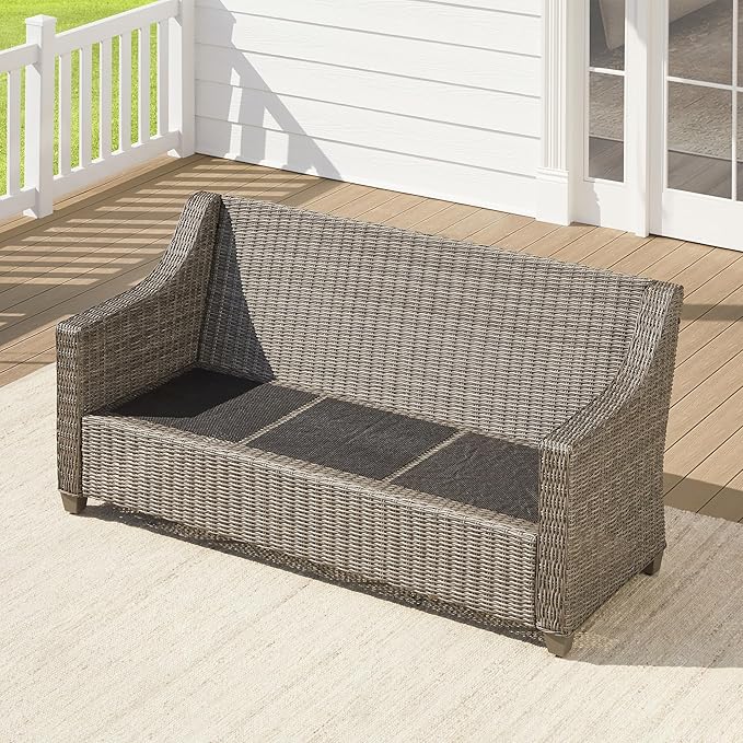 CHITA Wicker Outdoor Furniture Patio Sofa, Oversized 3-Seater Rattan Couch with 5.1'' Thick Cushions and Rust-Resistant Aluminum Legs