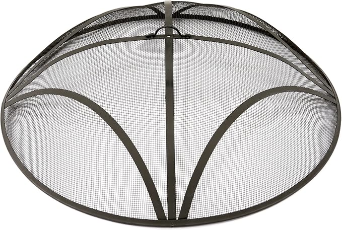 WeCooper 36In Reinforced Steel Round Fire Pit Screen Cover,Outdoor Patio FirePit Spark Screens,Heavy Duty Steel Mesh Fire Pit Ember Lid with Handle