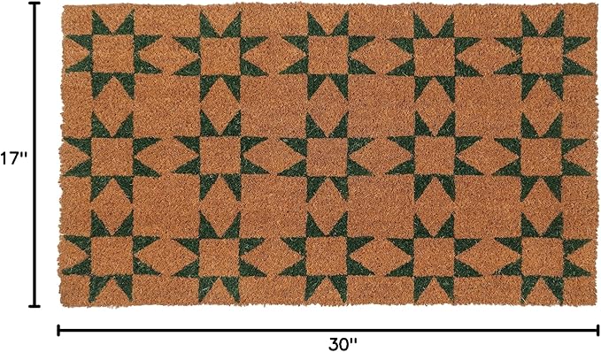 KAF Home New Coir Doormat with Heavy-Duty, Weather Resistant, Non-Slip PVC Backing | 17 by 30 Inches, 0.6 Inch Pile Height | Perfect for Indoor and Outdoor Use (Green)