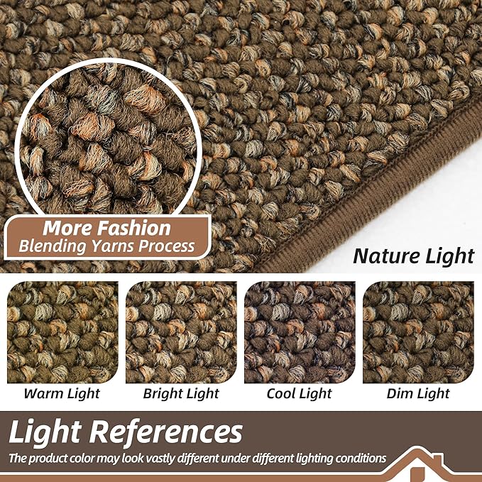 BEQHAUSE Dirt Trapper Door Mat 20" x 32", Non-Slip Washable Doormats Entrance Mat, Dirt Resistant and Absorbent Welcome Mat, Low Profile Floor Mats for Front Back Door and Entryway, Brown