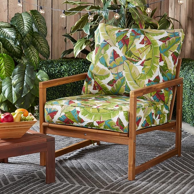 Greendale Home Fashions Outdoor Reversible 2-Piece Deep Seat Cushion Set, Tropical Multi