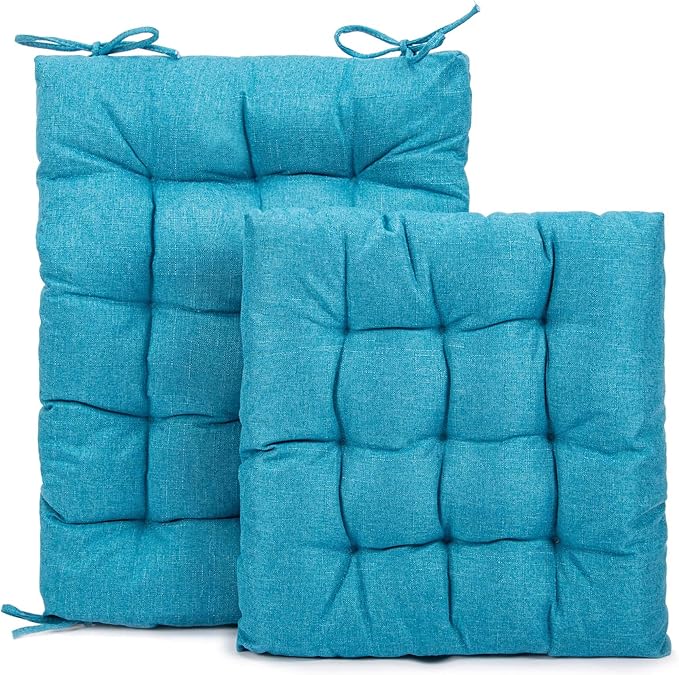 Rocking Chair Cushions Comfortable Tufted Seat Cushion Pads Non-Skid Backed Set of Backrest Cushion and Seat Bottom for Porch Rocker Adirondack Chair (SkyBlue, Backrest-24X17,Bottom-17x17)
