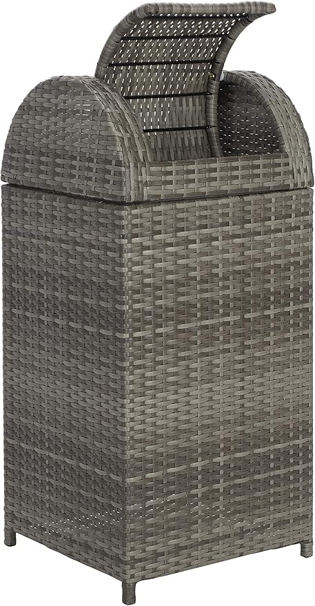 Safavieh Outdoor Collection Serapis Grey Wicker Trash Bin