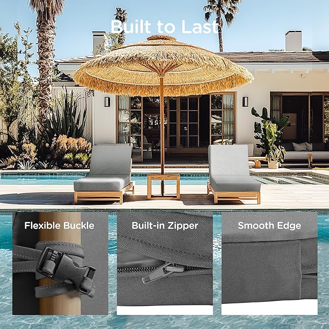 Codi Outdoor Lounge Chair Cushions, Chaise Cushion for Patio Furniture, Double Waterproof Fabric for Pool, 72 x 22.5 x 3.5 Inch 1PK Grey