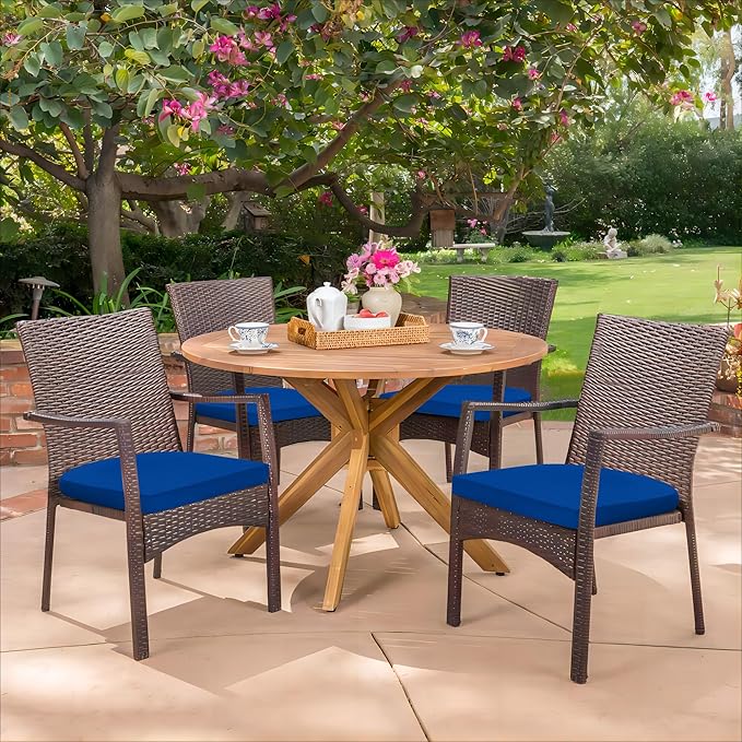 HARBOREST Outdoor Chair Cushions Set of 4, Water Resistant Patio Chair Cushions with Ties, Outdoor Seat Cushions for Patio Furniture, 17"x16"x2", Royal Blue