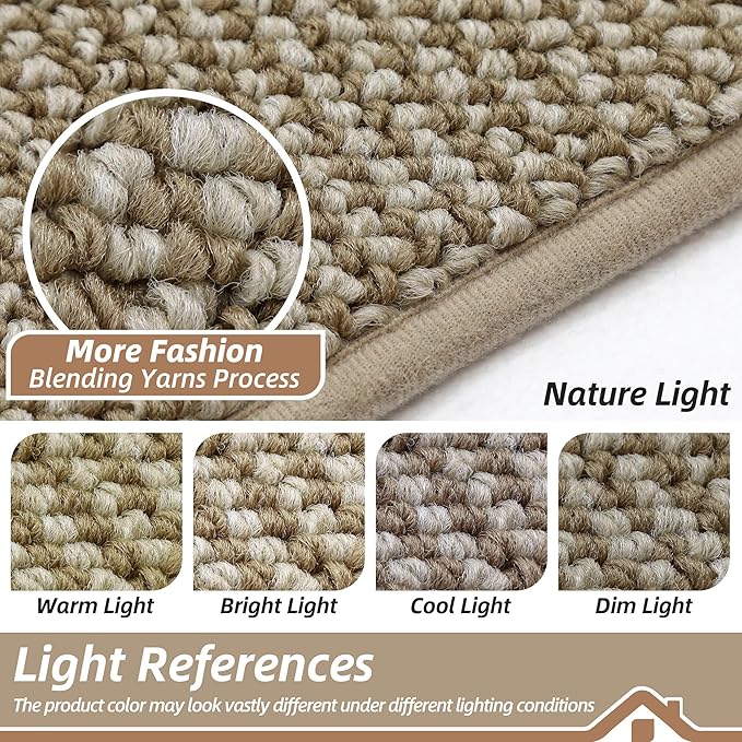 BEQHAUSE Dirt Trapper Door Mat 24" x 60", Non-Slip Washable Doormats Entrance Mat, Dirt Resistant and Absorbent Welcome Mat, Low Profile Floor Mats for Front Back Door and Entryway, Light Beige