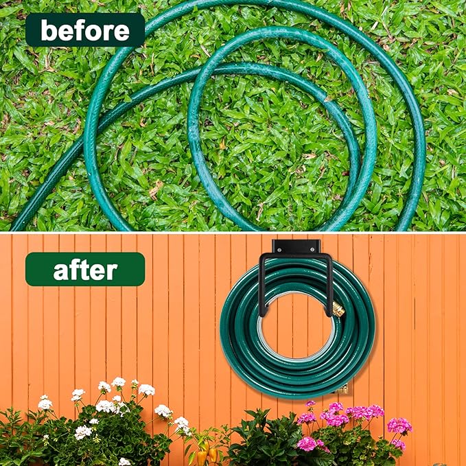 Metal Garden Hose Holder - Wall Mount Heavy Duty Holds Up to 150Ft Hose for Hose Reel/Garden Hose