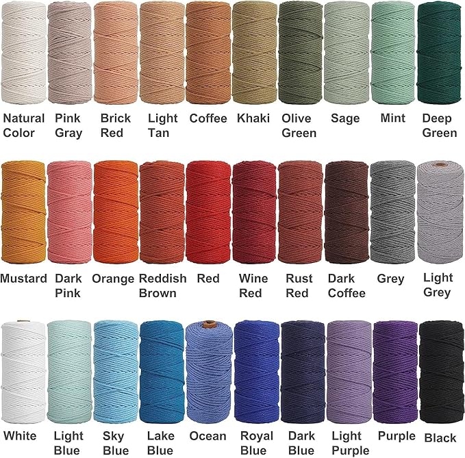 NOANTA Avocado Green Macrame Cord 3mm x 109yards, Colored Macrame Rope, Cotton Rope Macrame Yarn, Colorful Cotton Craft Cord for Wall Hanging, Plant Hangers, Crafts, Knitting