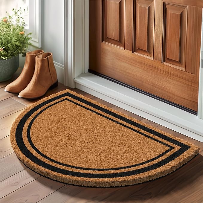 Barnyard Designs Natural Coco Coir Doormat Welcome Mat for Front Door & Outdoor Entrance, Large Door Mat for Indoor Entrance or Porch Entry, Brown (24x36, Border)