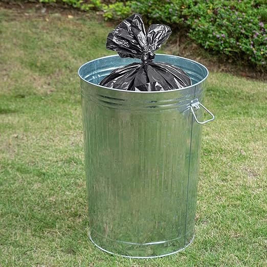 Gardenised Round Galvanized Steel, 26 Gallon Trash Can with Lid - Durable Metal Bucket for Backyard, Lawn, Garden and Yard Use - Weather-Resistant Garbage Can for Indoor and Outdoor, 28-inch
