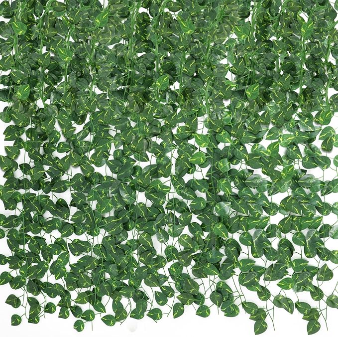 CEWOR 72 Pack 474ft Fake Vines with Leaves for Bedroom Decoration, Ivy Garland Fake Ivy Leaves Artificial Greenery Garlands Hanging Vines for Room Decor Wedding Wall Indoor Outdoor