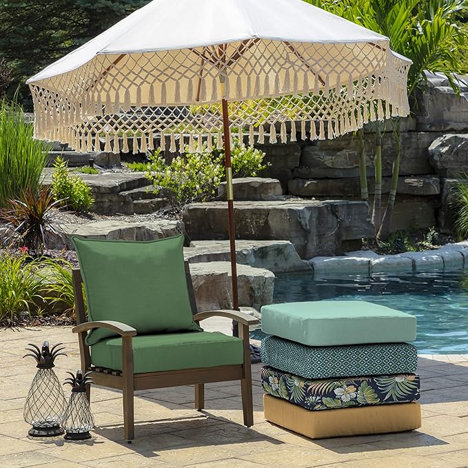 Arden Outdoor Deep Seat Cushion Set, 22 in x 24 in, Weather-Proof, Rain-Proof, Fade Resistant Patio Cushion Bright Moss Green Leala
