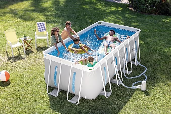 INTEX 26769EH 13ft X 6.5ft x 48in Prism Frame Clearview Rectangular Above Ground Swimming Pool Set with 530 GPH Cartridge Filter Pump, Ground Cloth, Pool Cover