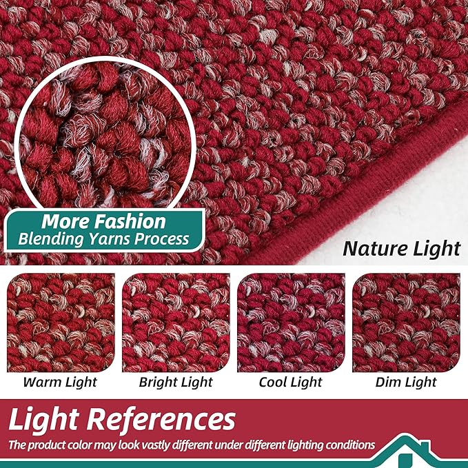 BEQHAUSE Dirt Trapper Door Mat 20" x 48", Non-Slip Washable Doormats Entrance Mat, Dirt Resistant and Absorbent Welcome Mat, Low Profile Floor Mats for Front Back Door and Entryway, Red