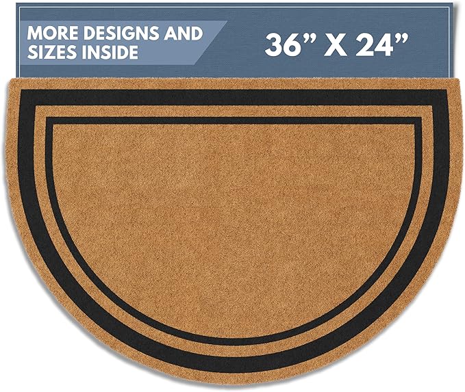 Barnyard Designs Natural Coco Coir Doormat Welcome Mat for Front Door & Outdoor Entrance, Large Door Mat for Indoor Entrance or Porch Entry, Brown (24x36, Border)