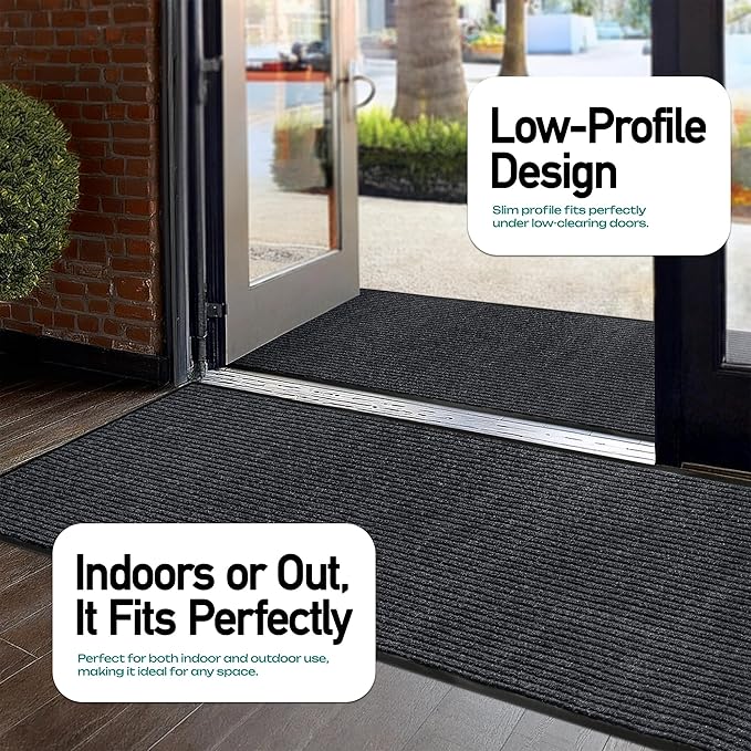 LuxUrux® Durable Rubber Door Mat - Heavy Duty, Indoor/Outdoor, Easy Clean, Waterproof, Patio, Garage - Commercial Floor Mat for Entry (Charcoal, 2' x 6' (Runner))