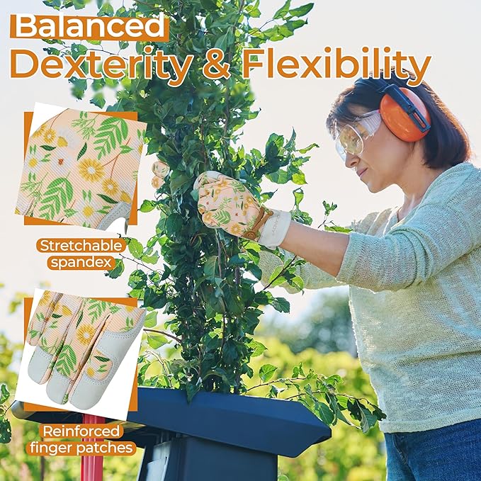 HANDLANDY Women Safety Work Gloves Utility Touch Screen Working Grip Glove for Yardwork Gardening Breathable Mechanic Gloves