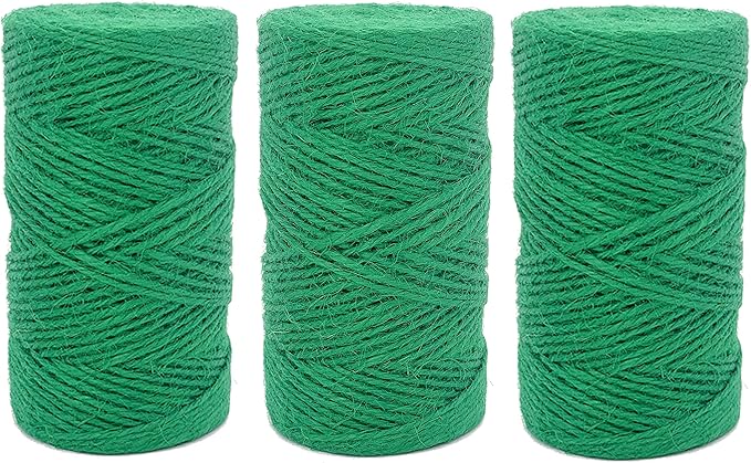 Quotidian Green Natural 3 ply Jute Jute Twine Rolls 1/12" (0.2cm) 1000 Feet - Wrapping Picture Hanging Gardening