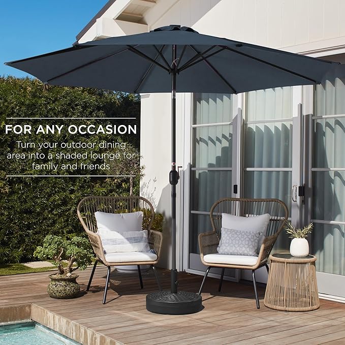 Best Choice Products 10ft Outdoor Steel Polyester Market Patio Umbrella w/Crank, Easy Push Button, Tilt, Table Compatible