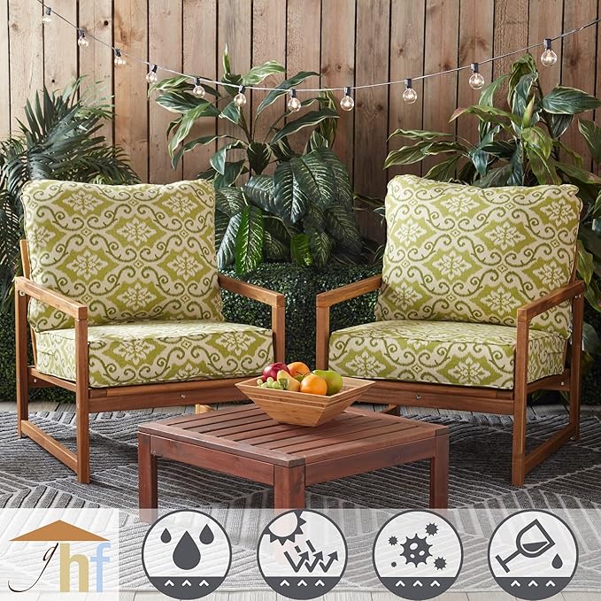 Greendale Home Fashions Outdoor Reversible 2-Piece Deep Seat Cushion Set, Avocado