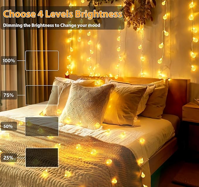 OMIKA Color Changing Indoor String Light USB Plug, 16.5ft 50 LEDs Crystal Globe Fairy Lights with Remote Timer Ambient Lighting for Girls Bedroom Home Xmas Halloween Party Decor (24 Colors)