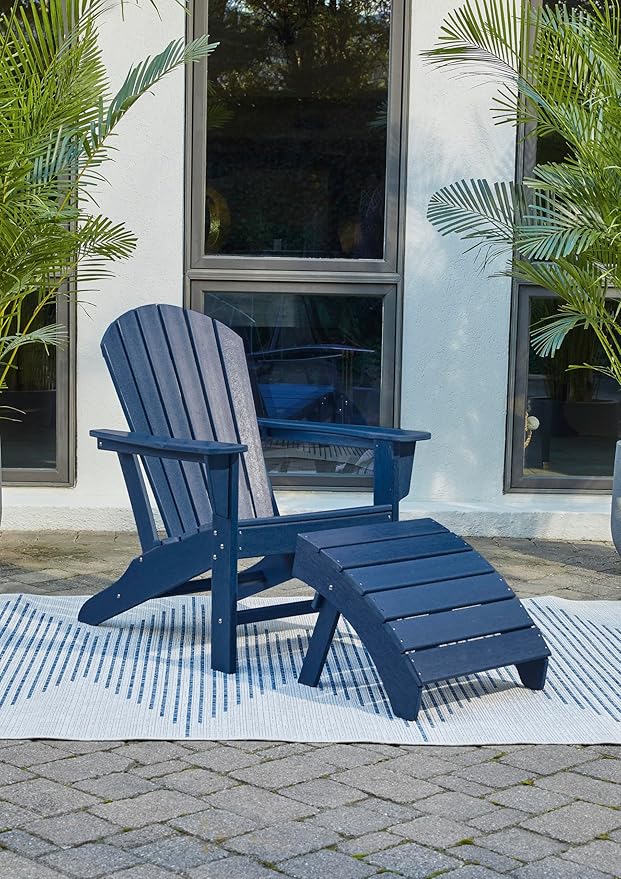 Signature Design by Ashley Outdoor Sundown Treasure HDPE Patio Adirondack Chair, Blue
