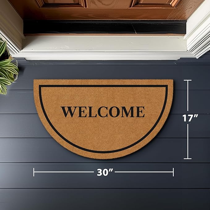 Barnyard Designs Natural Coco Coir Doormat Welcome Mat for Front Door & Outdoor Entrance, Large Door Mat for Indoor Entrance or Porch Entry, Brown (17x30, Welcome)