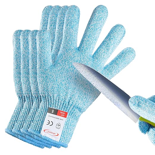Cutting Gloves, 2 Pairs of Cut Resistant Gloves Food Grade, Cut Resistant Gloves for Kitchen, Oyster Shucking, Fish Fillet Processing, Carving Wood and Gardening(Medium-Blue)
