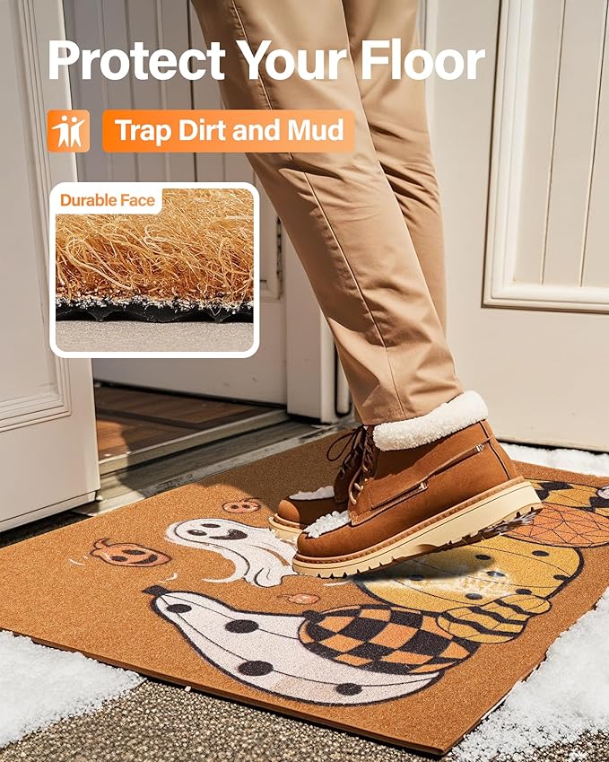 Door Mat Halloween Door Mat: Front Door Mat Outside Entrance Non-slip Backing - Funny Welcome Matt Outdoor 36x24 inch Fall Doormat - Pumpkin Faux Coir Doormat for Every Entrance/Halloween Decor