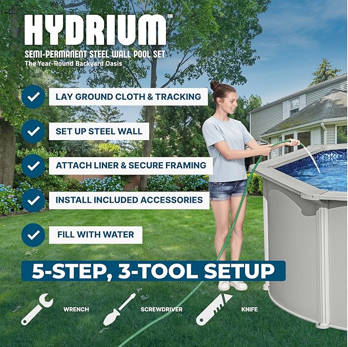 Bestway Hydrium 15' x 48" Round Steel Wall Above Ground Pool Set