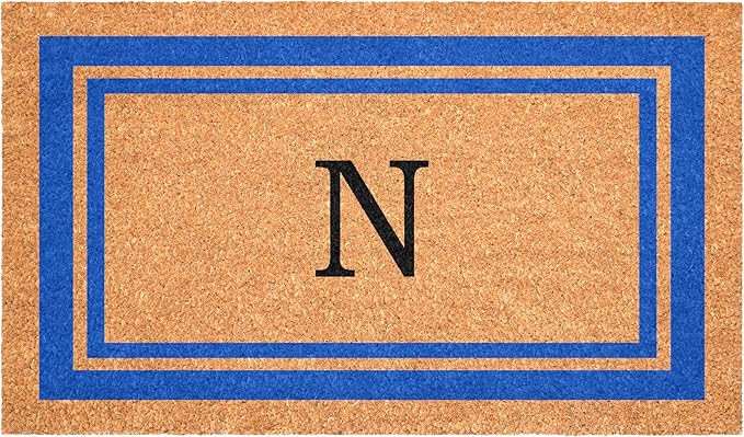 Calloway Mills 152972436N Blue Border 24" x 36" Monogram Doormat (Letter N)