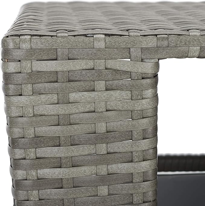 Safavieh Outdoor Collection Mazeli Grey Wicker Trash Bin