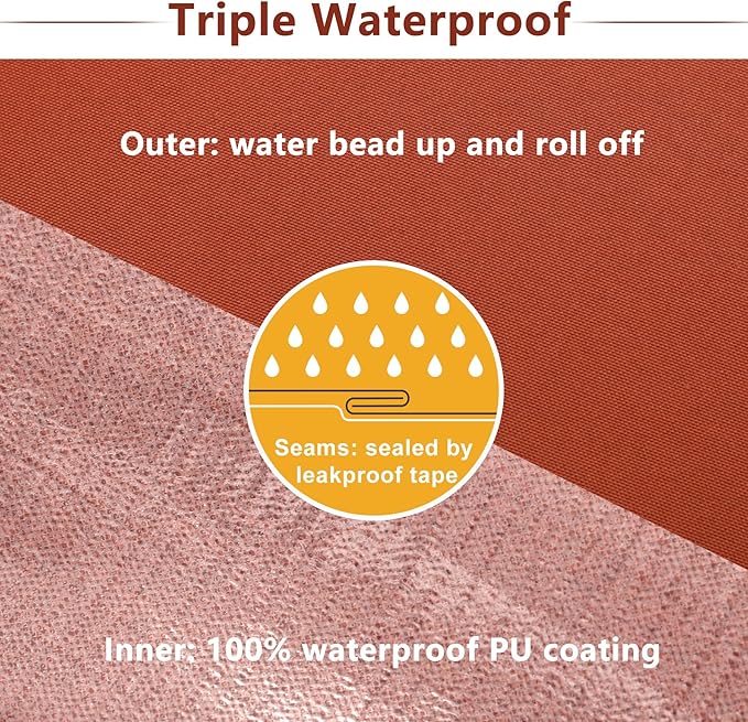 Favoyard Patio Chair Cushions 22 x 22 x 3 Inch Waterproof Outdoor Seat Cushions for Patio Furniture 3-Year Color Fastness Garden Sofa Couch Chair Pads with Handle & Adjustable Straps Set of 2, Spice