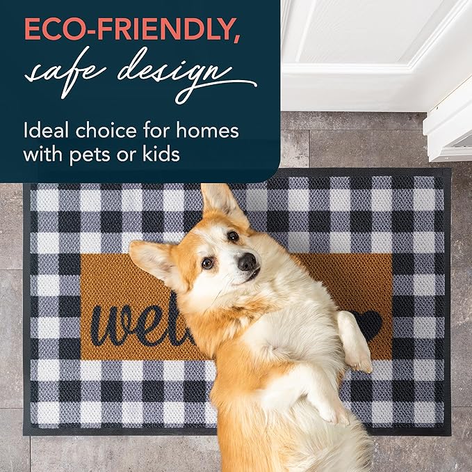 ubdyo Sturdy Welcome Mat - Extra Durable Door Mat - Dirt Trapping Front Doormat Outside Entrance - Welcome Matt Outdoor - Non Slip Backing Doormat, Patio Outdoor, Porch - Medium 32'' x 20''