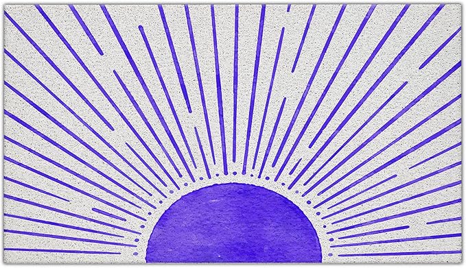 Nogrit Abstract Boho Sun Door Mat, Minimalist Purple Sunshine Sunray Doormat Bathmat for Indoor Outdoor Entrance, Mid Century Modern Boho Welcome Mats for Front Door Porch Entryway, 17x30 Inches